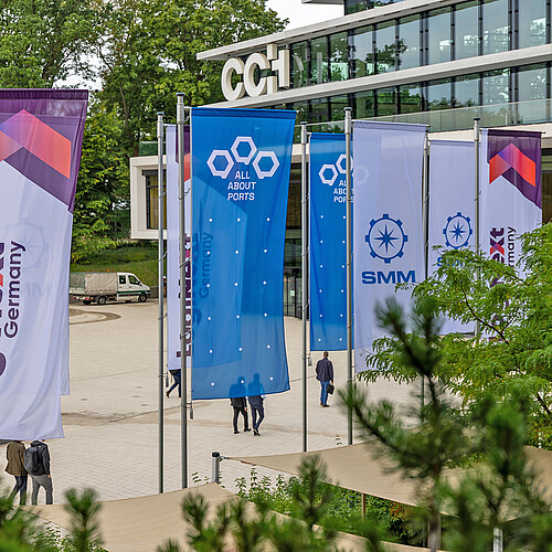 ALL ABOUT PORTS 2026 - Flags outside the CCH ALL ABOUT PORTS 2026 - Flags outside the CCH