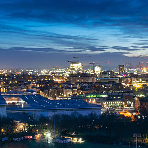 Panoramic view over the city of Hamburg.