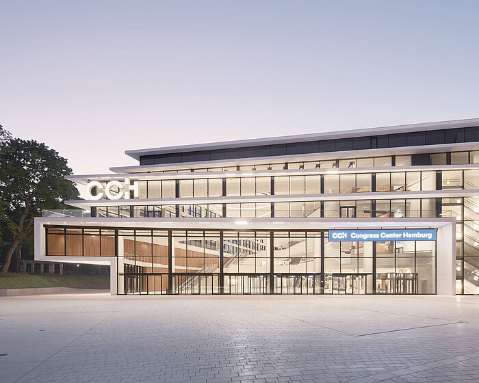 Exterior view of the Congress Center Hamburg building.