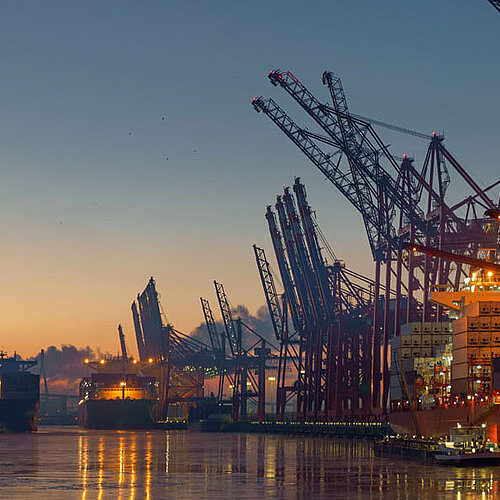 Panoramic view over the city of Hamburg.